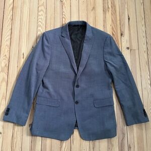 Banana Republic Mens 44R Slim Fit Blue Birdseye 100% Wool 2-Button Blazer Jacket